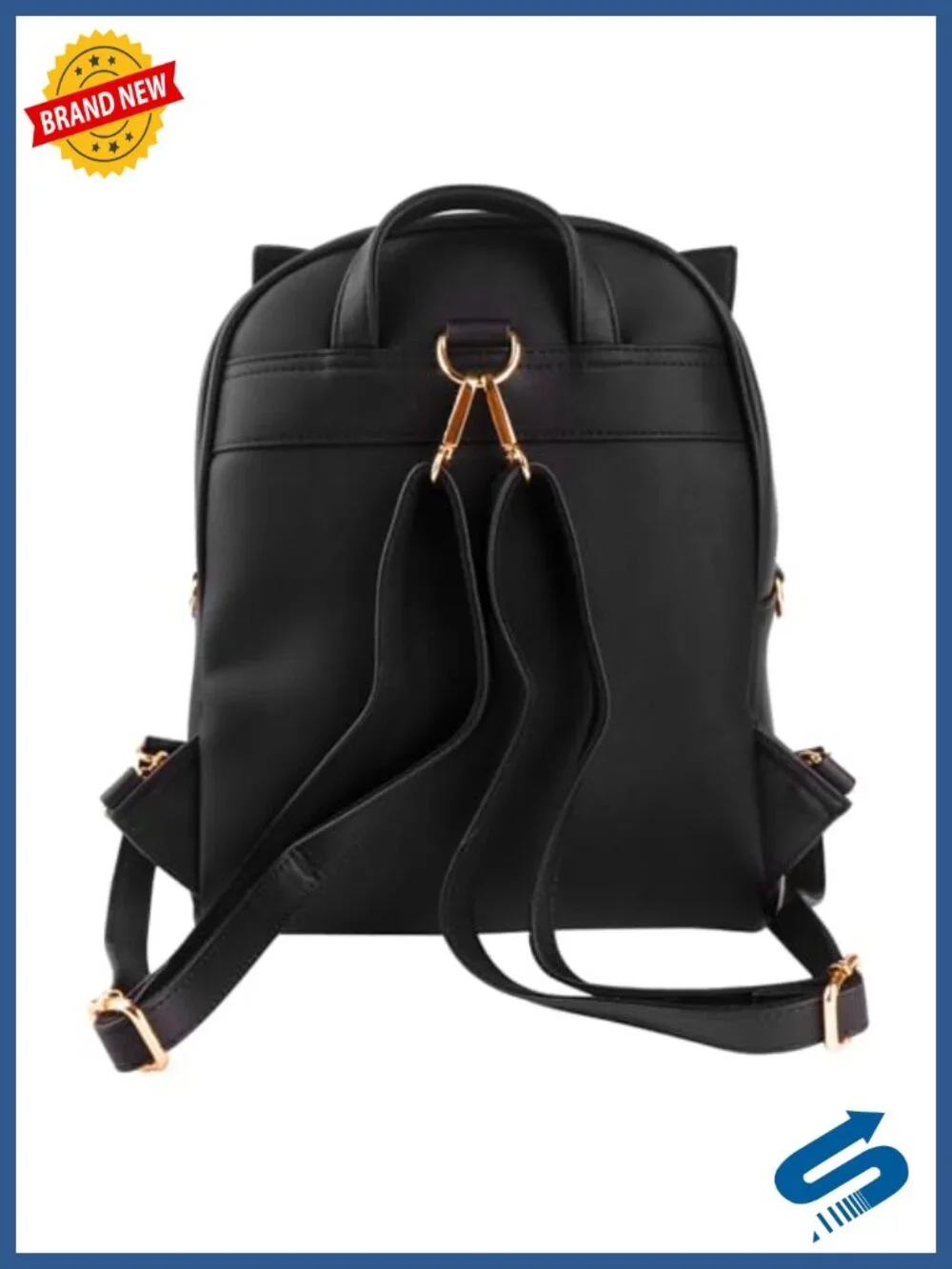 Kawaii Cat Ear Backpack Faux Leather Women Anime Book Bag Adjustable Strap